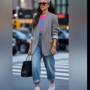 Oscar de la Renta Vintage Houndstooth Blazer size 40S